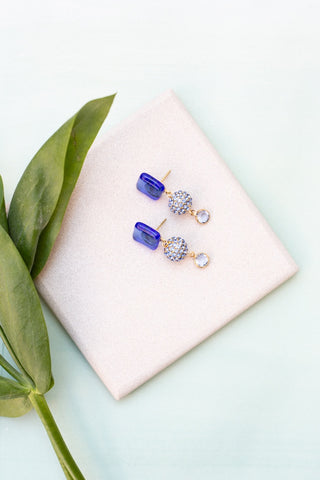 Amour Earrings in Bright Blue and Gold