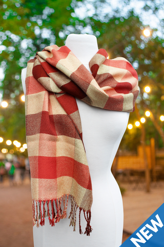 Amber Check Plaid Woven Scarf