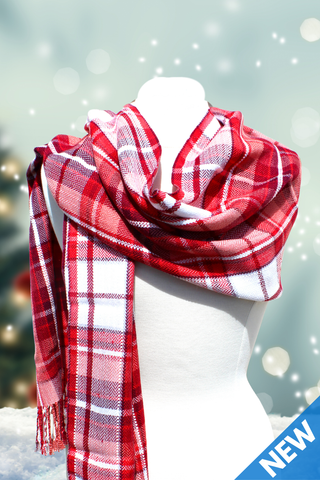 Begonias Plaid Woven Scarf