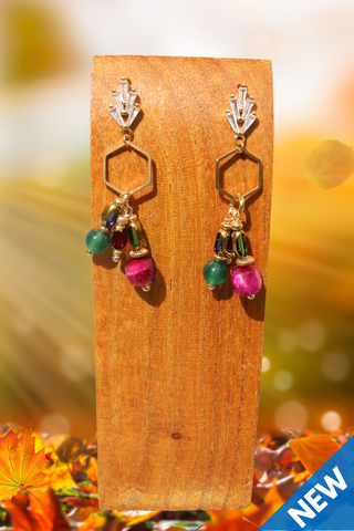 Golden Gem Cluster Earrings