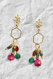 Golden Gem Cluster Earrings