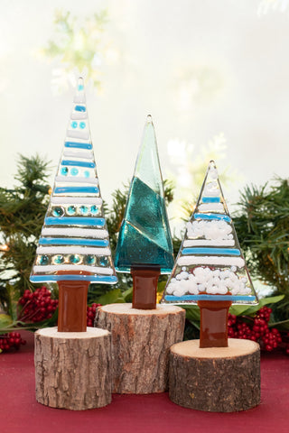 Christmas Trees in Blue -Set of 3