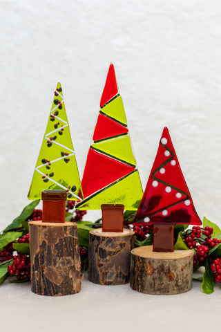 Christmas Tree in Red & Green- Set of 3