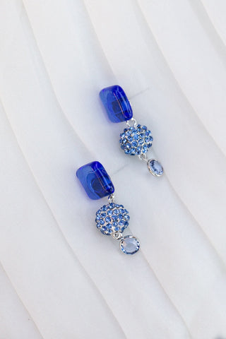 Amour Earrings in Bright Blue and Silver