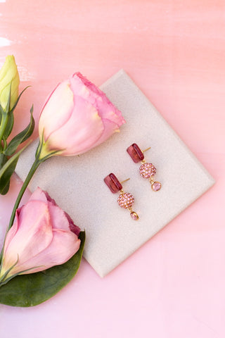 Amour Earrings in Bright Pink