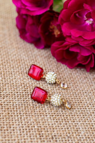 Amour Earrings in Shimmery Red